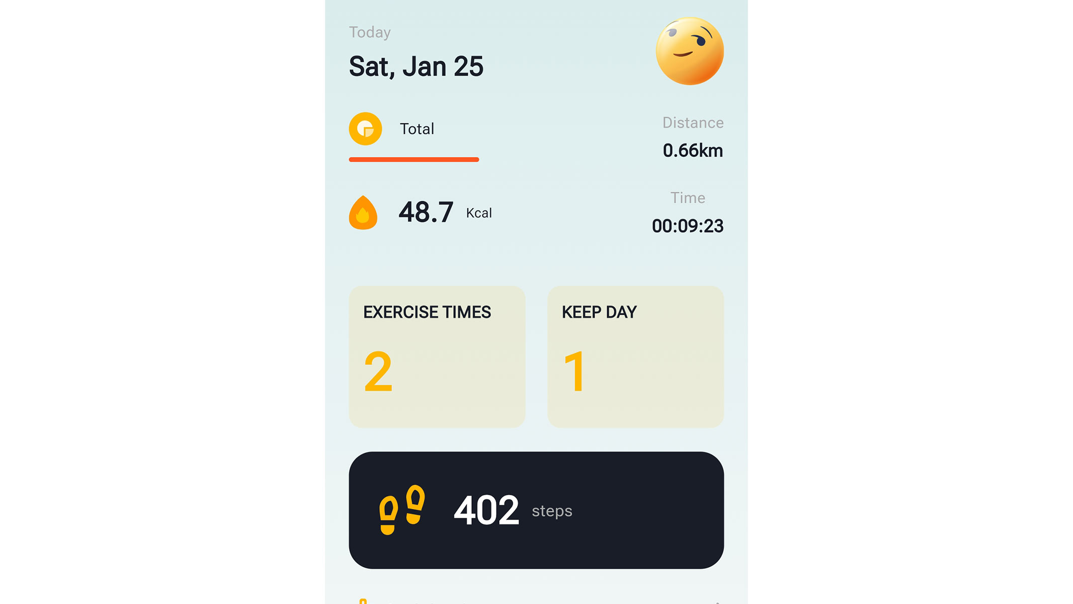 A screenshot of the workout stats from the UREVO app