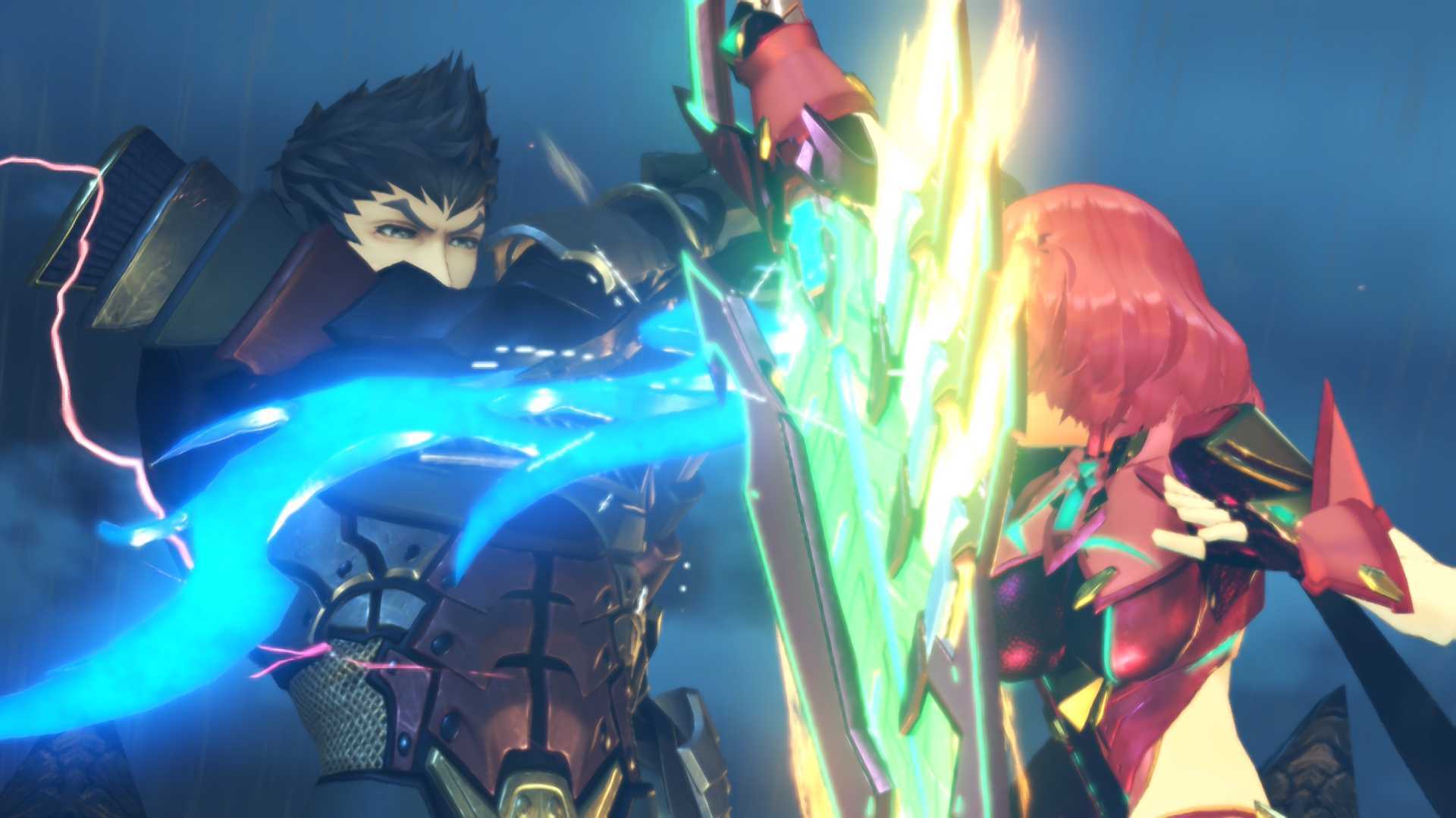 Pyra fighting off another blade