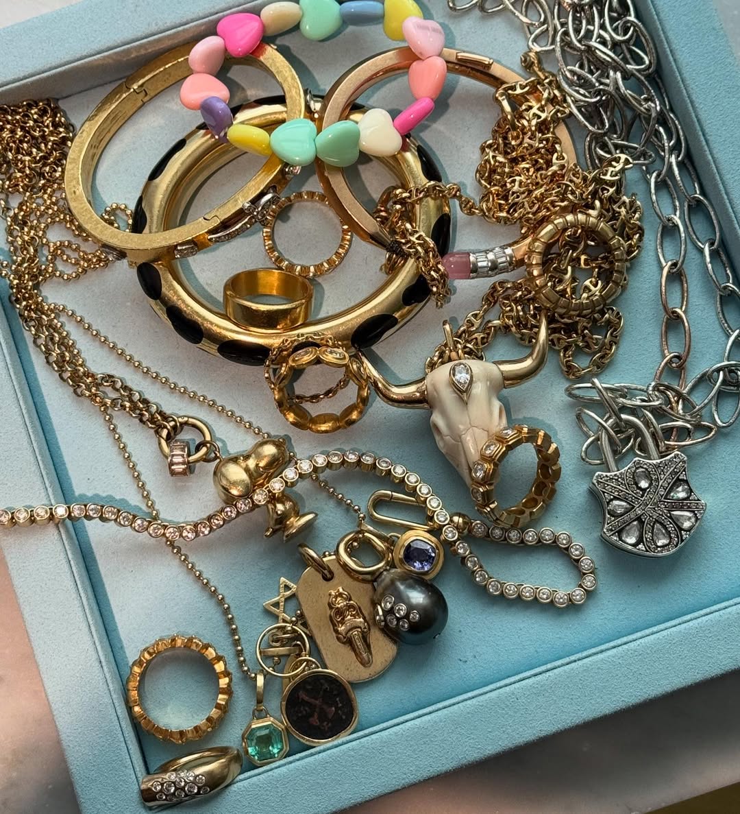 lori hirshleifer&#039;s jewellery box filled with rings necklaces and bracelets