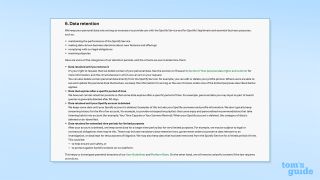 Screenshot of Spotify Privacy Policy discussing data retention