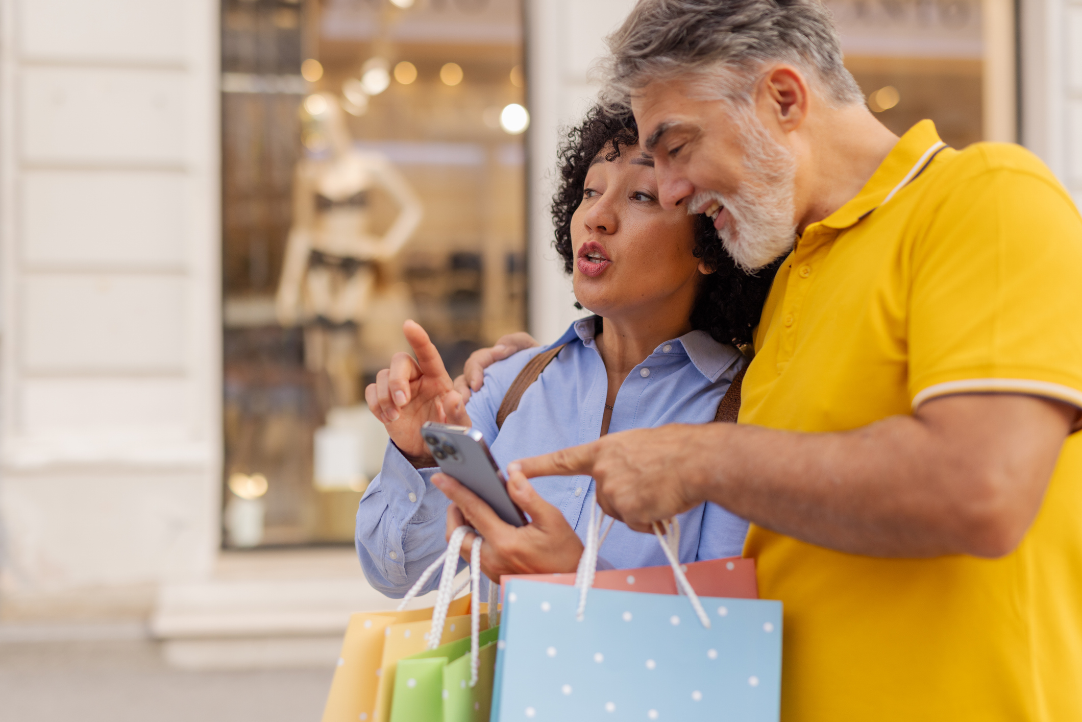 Black Friday Shopping Fun for Older Couple