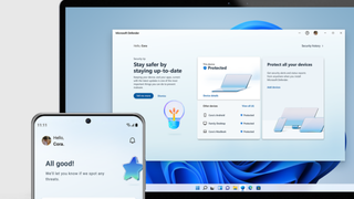The Windows Defender for Individuals interface on laptop and phone