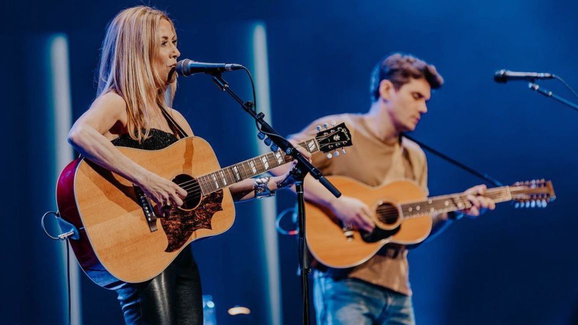 Sheryl Crow and John Mayer onstage in Nashville, March, 2023