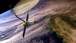 a rendering of a satellite over the Earth