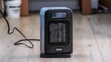 Morento space heater on floor