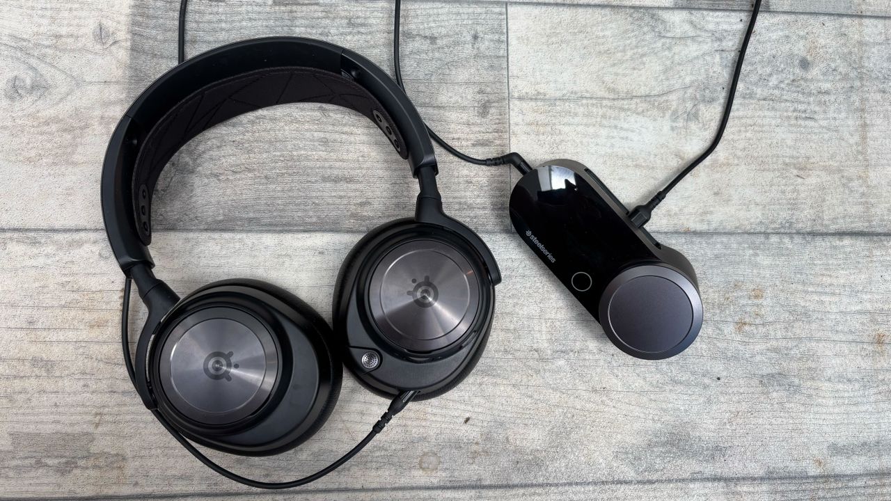 SteelSeries Arctis Nova Pro on a wooden surface
