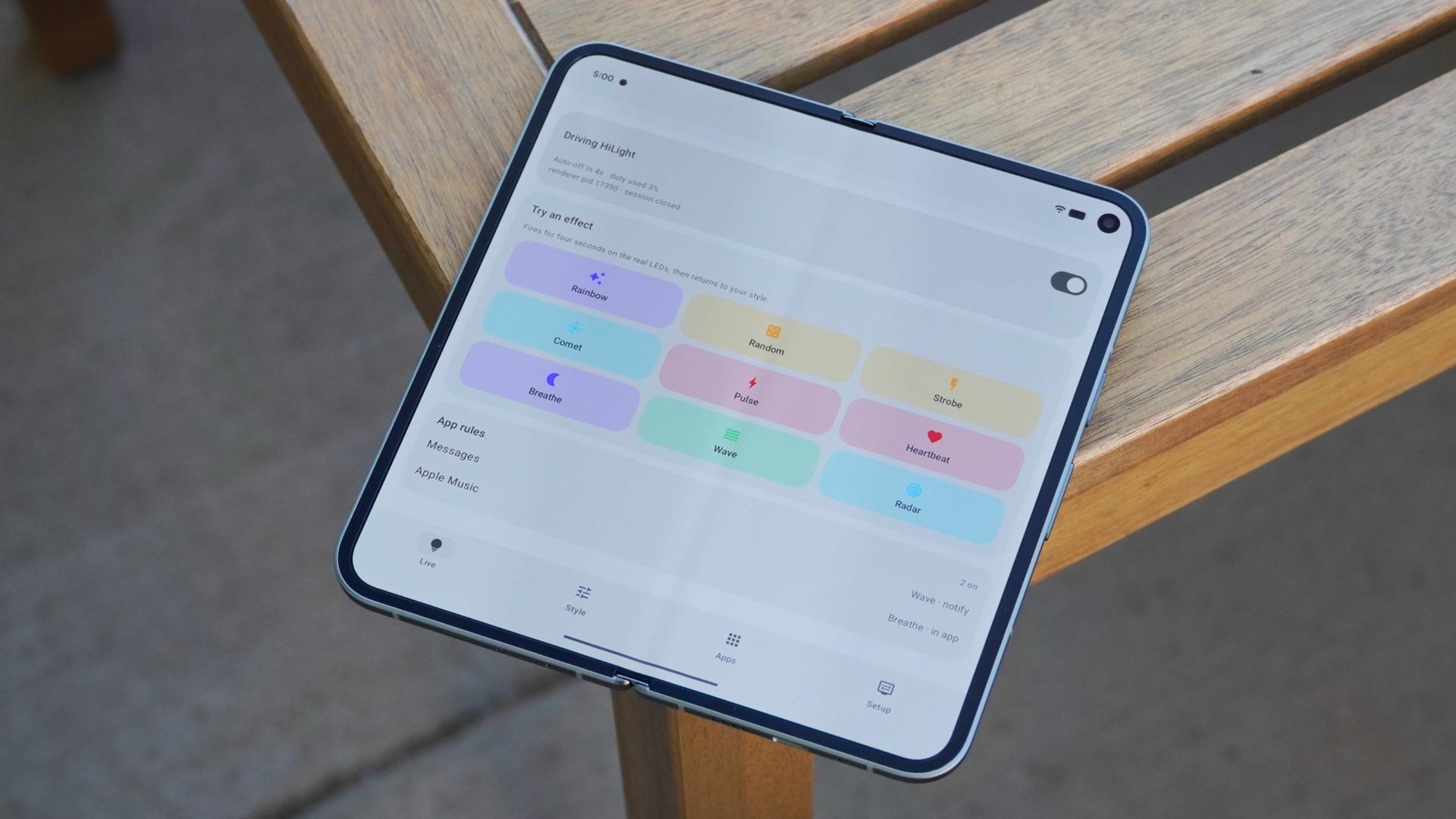 The Pixel 11 Pro Fold running an open-source HiLight Studio app.
