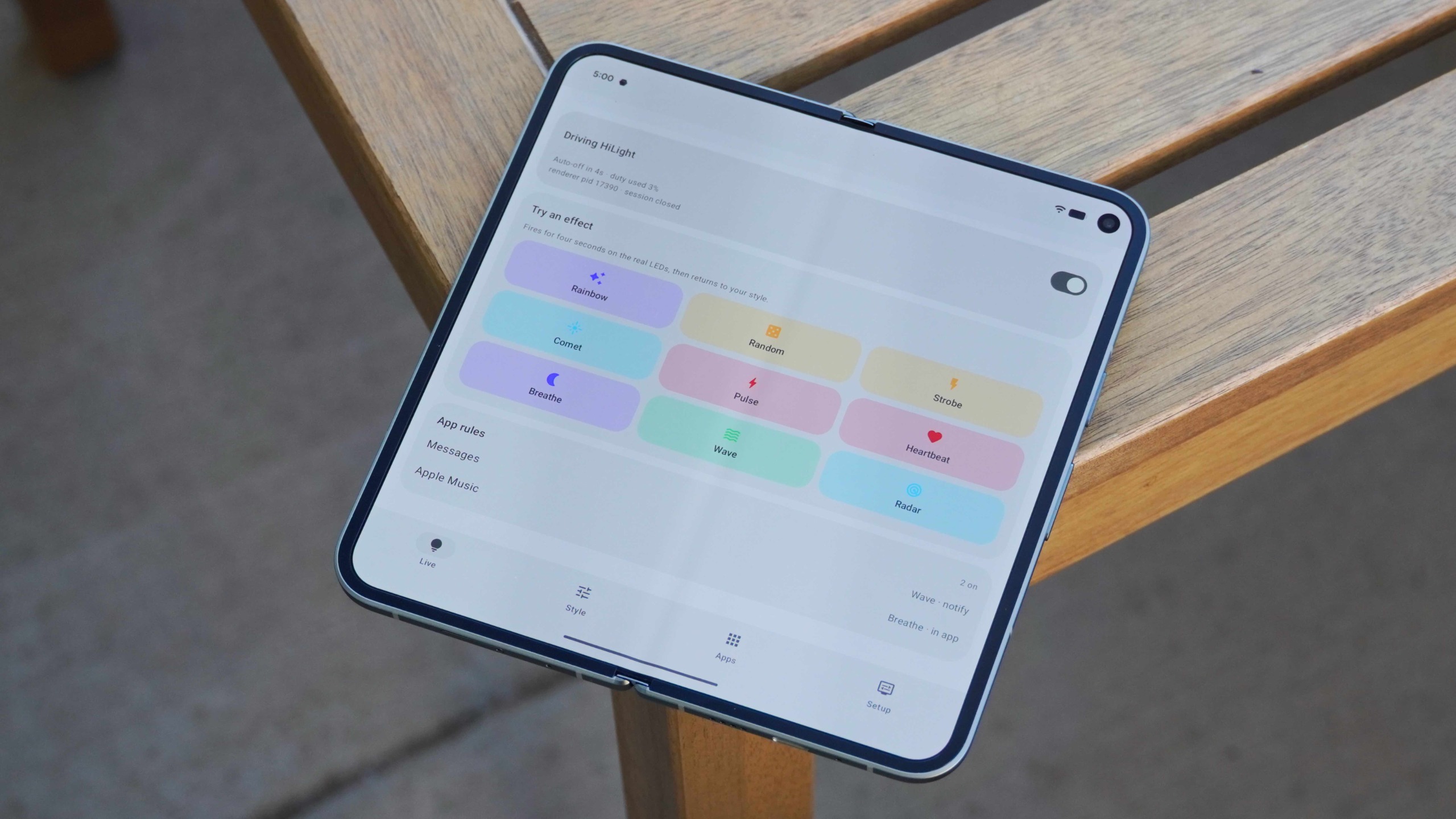 The Pixel 11 Pro Fold running an open-source HiLight Studio app.
