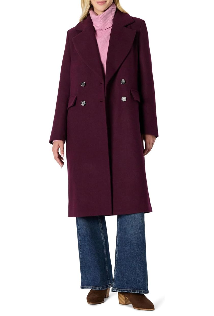 Amazon Essentials, Women's Relaxed-Fit Double-Breasted Wool-Blend Longline Coat