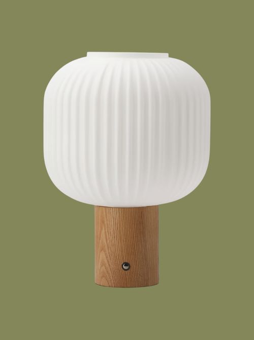 Fair Portable Table Lamp, Frosted Glass-Ash