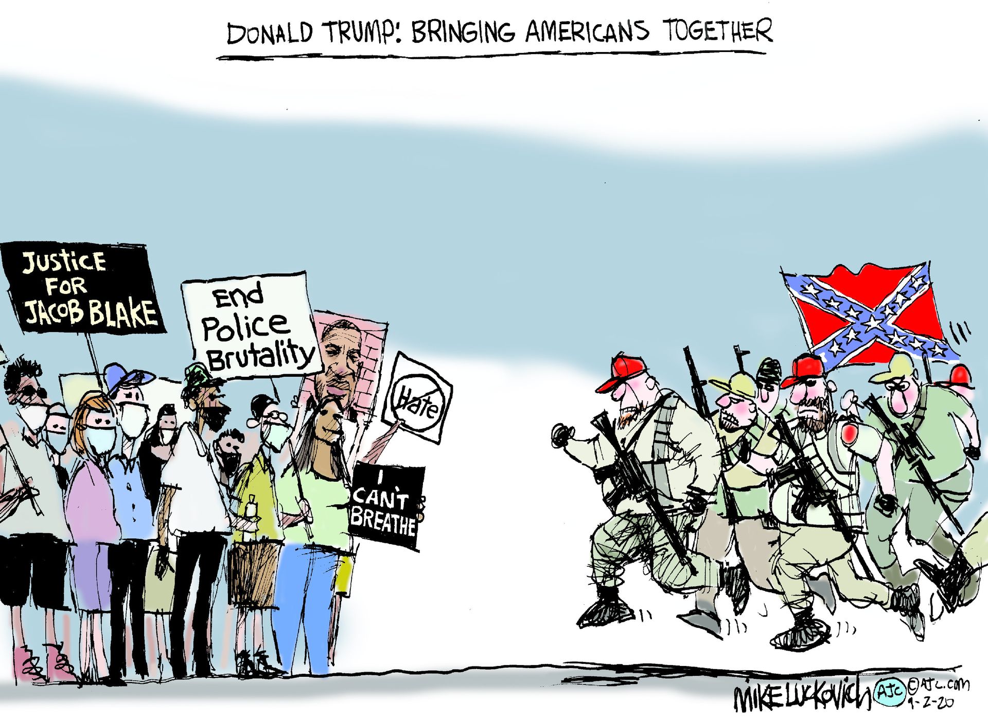 Political Cartoon U.S. Trump protesters militia Kenosha Portland | The Week