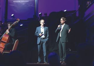 Daniel (right) and Dr Andreas (left) Sennheiser at the company's 70th anniversary celebration