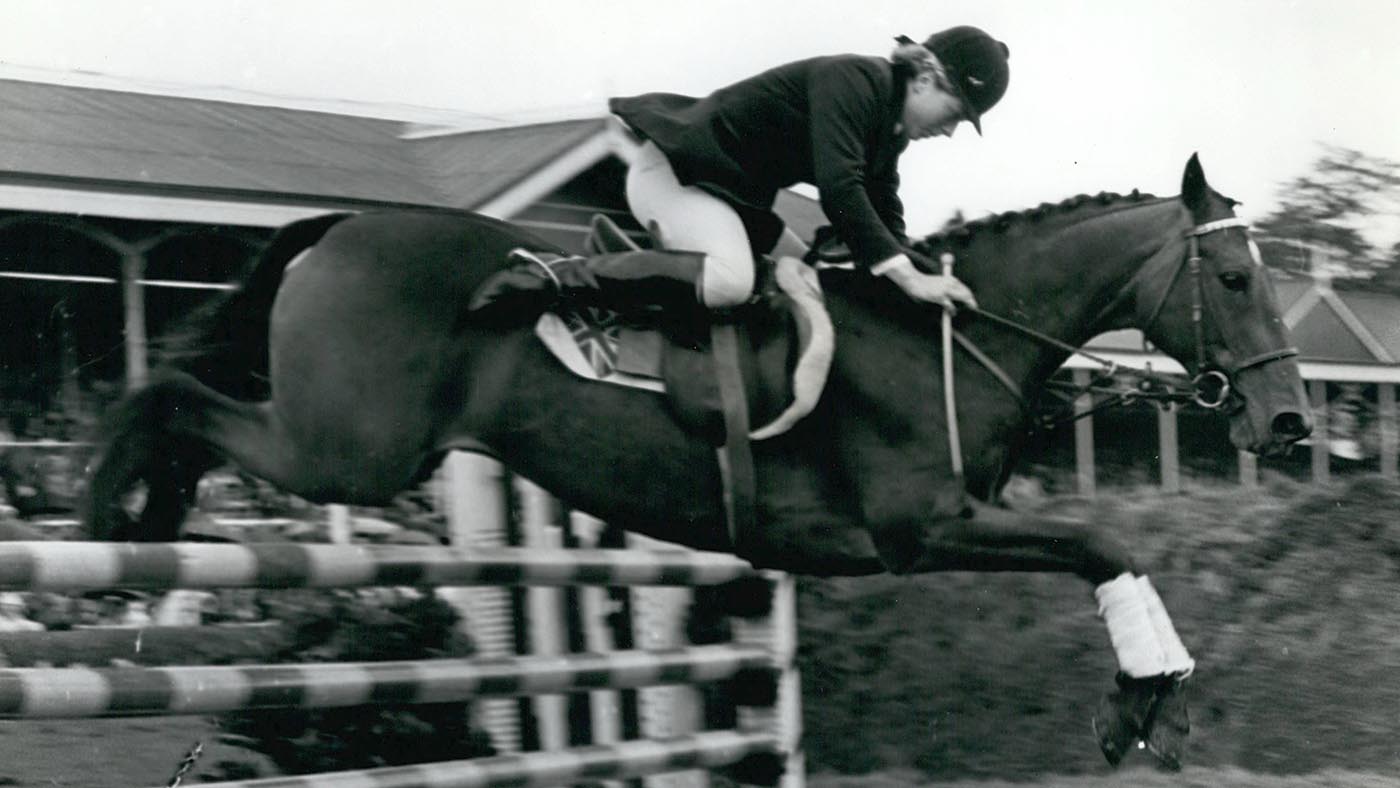 Marion Coakes and the famous showjumping horse Stroller at Dublin Horse Show in 1965