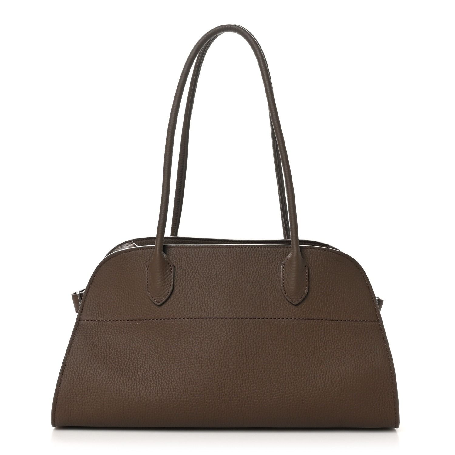 The Row, Matte Grained Calfskin Margaux Shoulder 12 Dark Olive