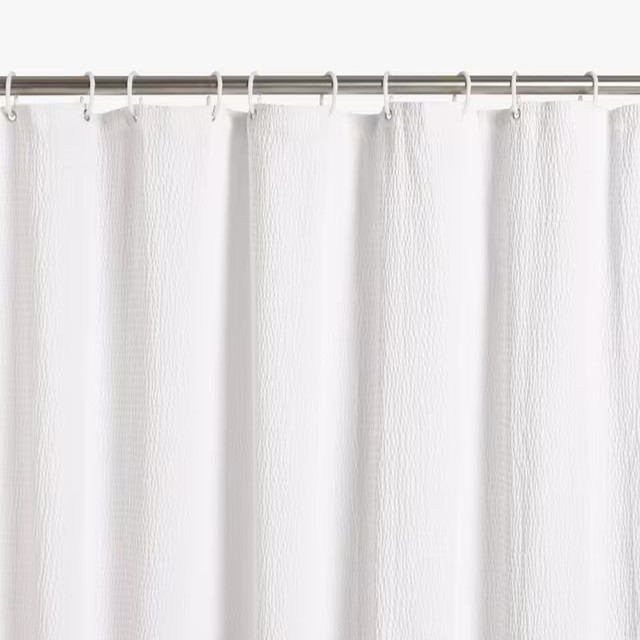 John Lewis Textured Seersucker Recycled Polyester Shower Curtain, White
