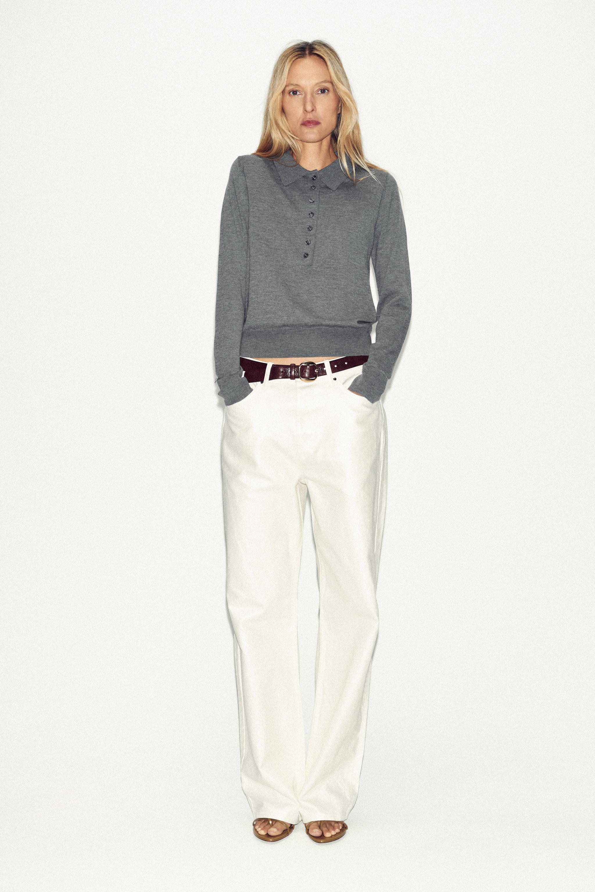 Plain Knit Polo Sweater