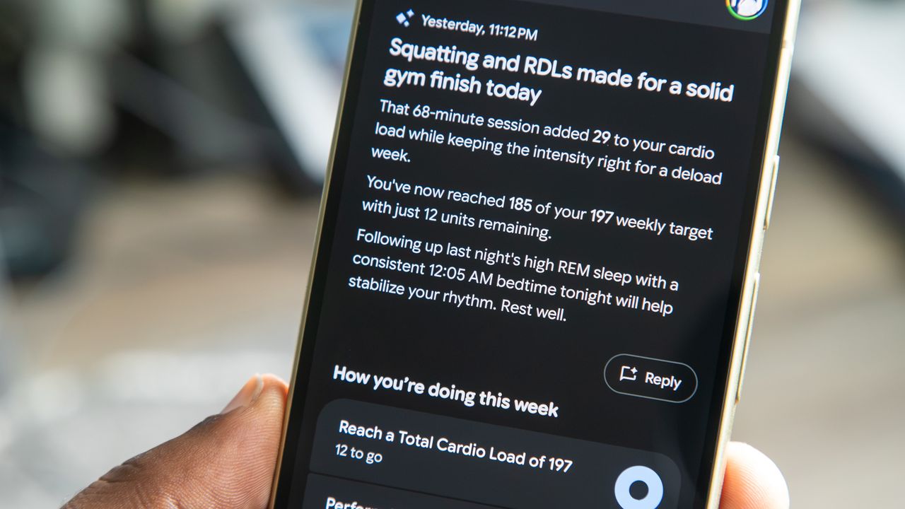 The Google Health app following a workout