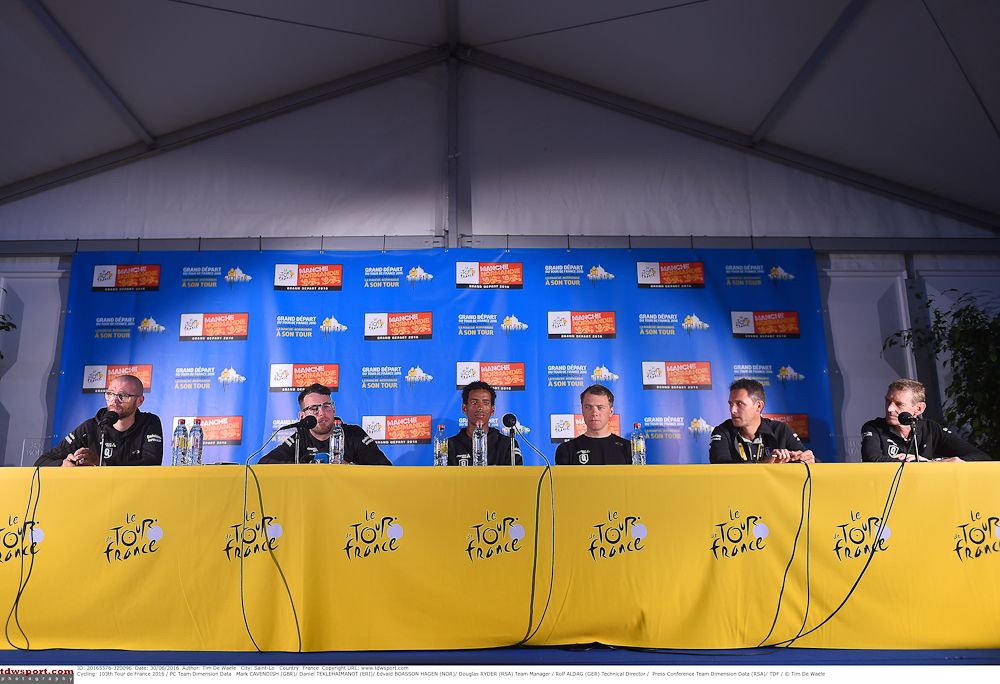 Dimension Data riders at the team's at the pre-Tour press conference.