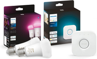 Philips Hue White and Colour Ambience smart bulbs (x 2) and Hue Bridge