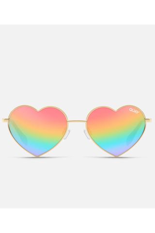 valentine's gifts for her - heart-shaped sunglasses with a rainbow lens