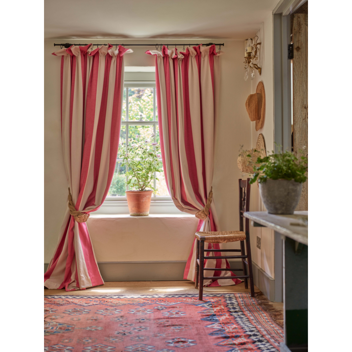 Striped window treatment.