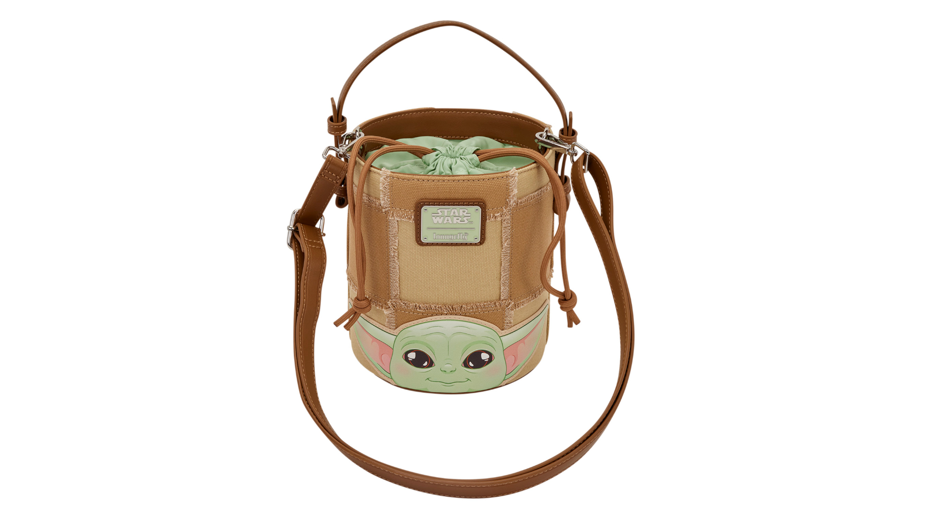Star Wars Grogu and Anzellan crossbody bag on a plain background