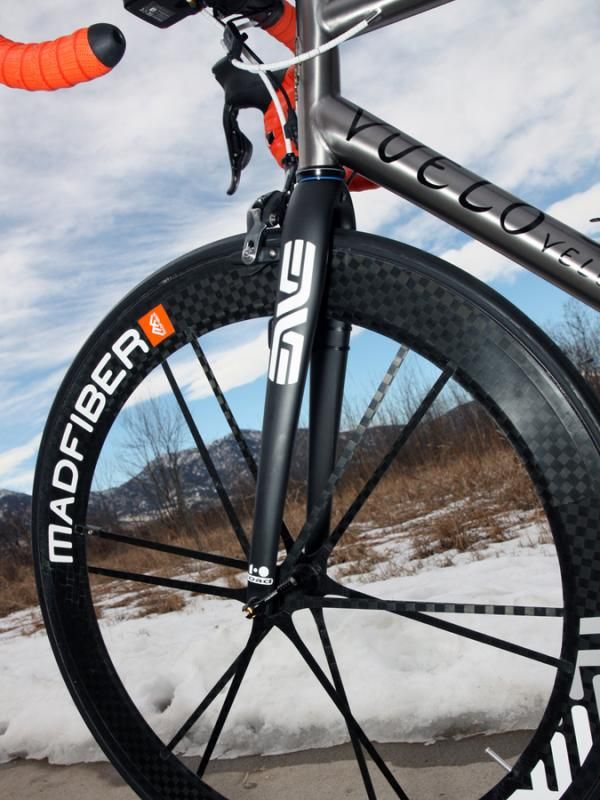 Enve's 1.0 carbon road fork is fitted up front.