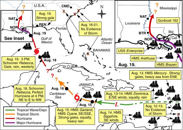 A reconstruction of the Great Hurricane of 1812.