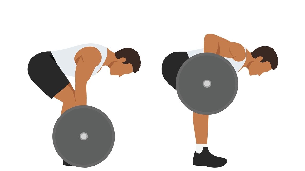 Vector of man doing a barbell Pendlay row