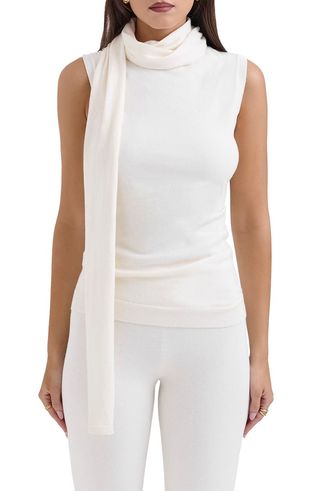 Clementine Sleeveless Drape Top With Scarf Detail