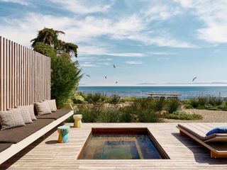 swimming pool and decked terrace at the Surf House in California