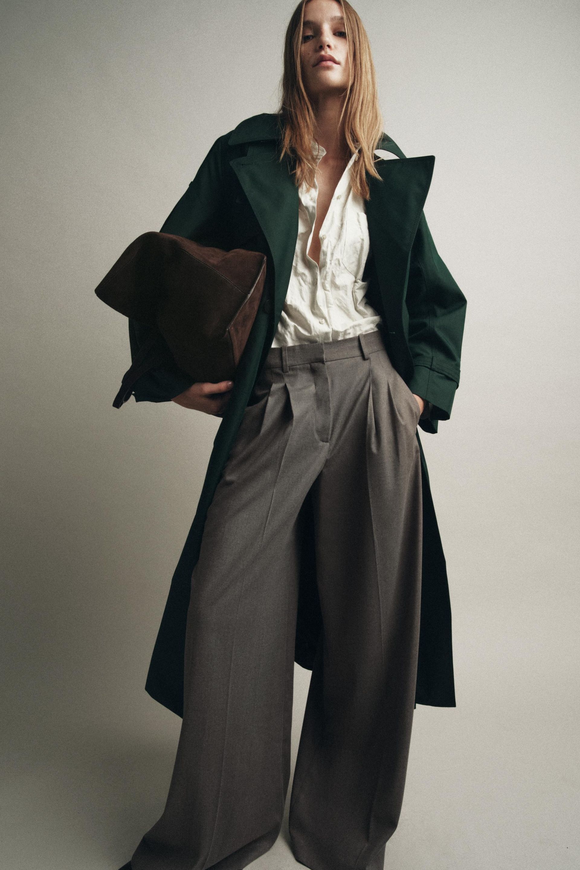 Zw Collection Wide-Leg Trousers With Pleats