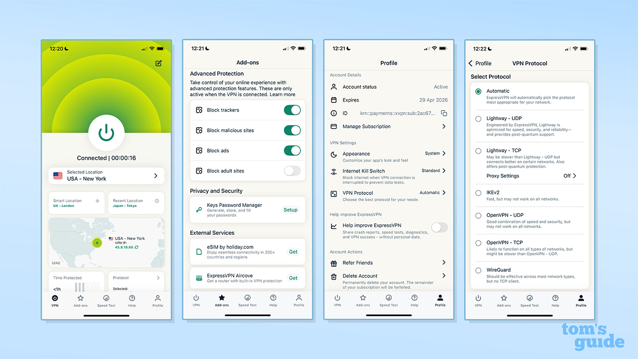 ExpressVPN iOS app screenshots