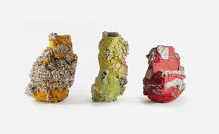 Anderson notes that there is a recurring ‘idea of the vessel’ in this year's work, in both ceramic and woodwork. Pictured: ‘Raining Stones’, ceramics.