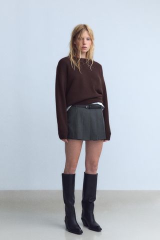 Belted Box Pleat Skort