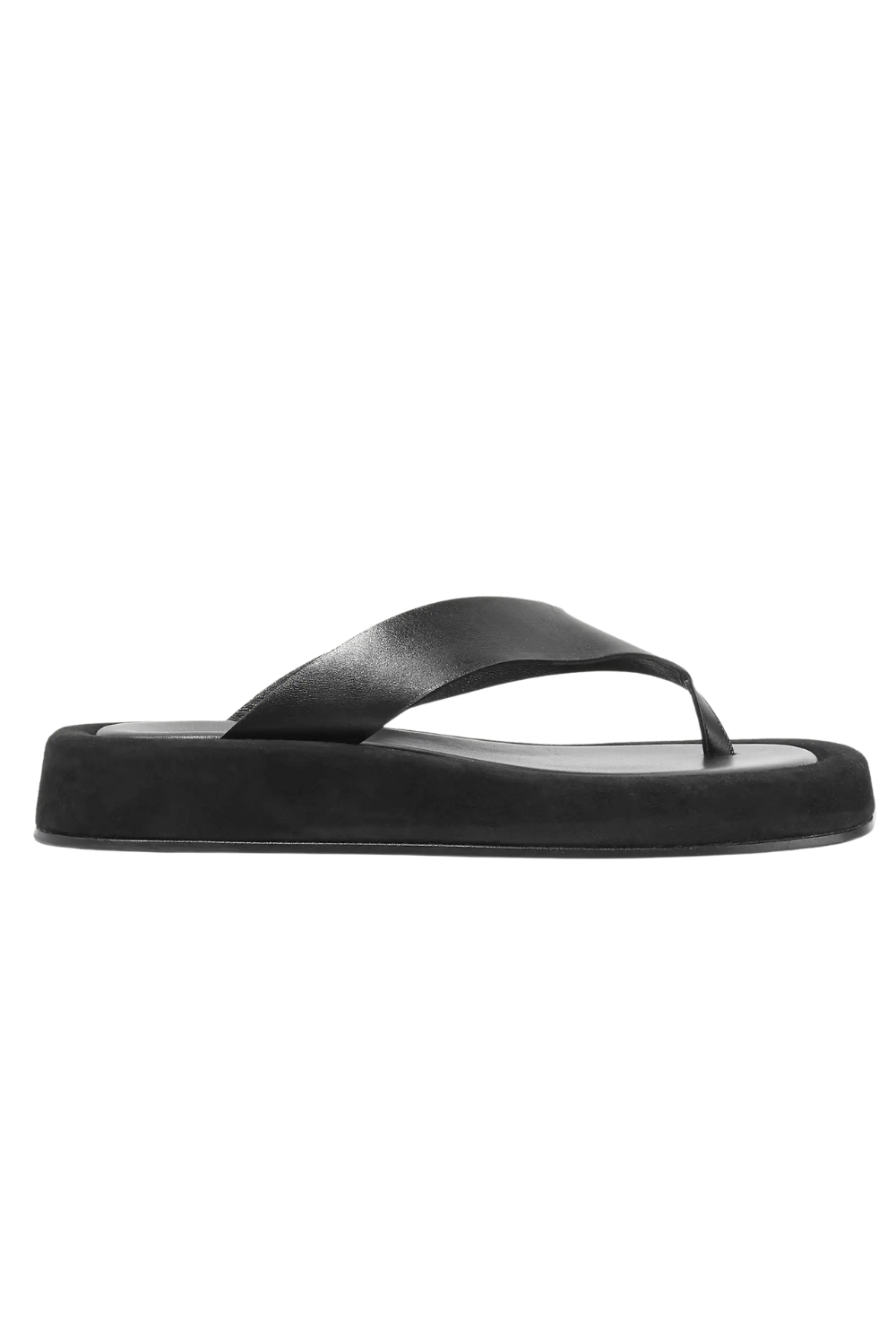 Ginza Leather and Suede Platform Flip Flops