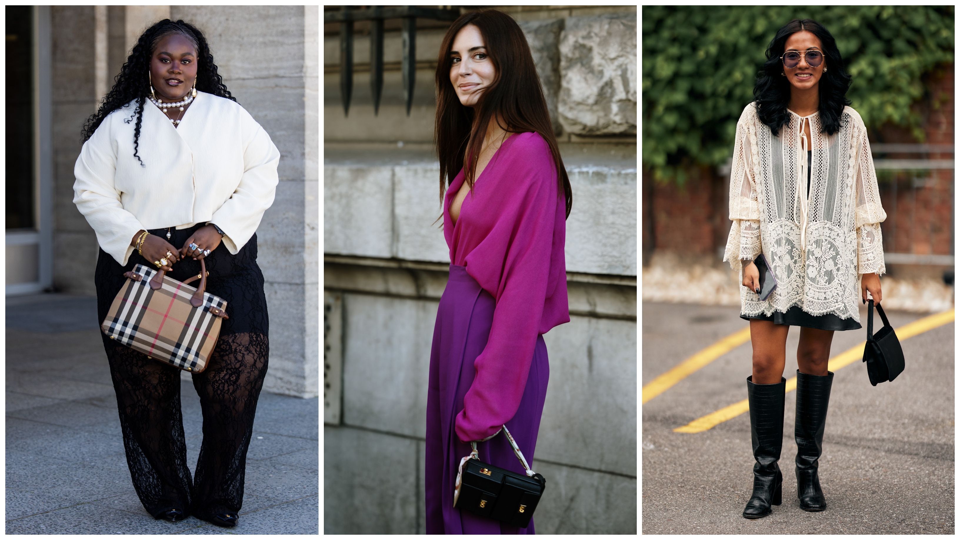 collage of women wearing fall trends