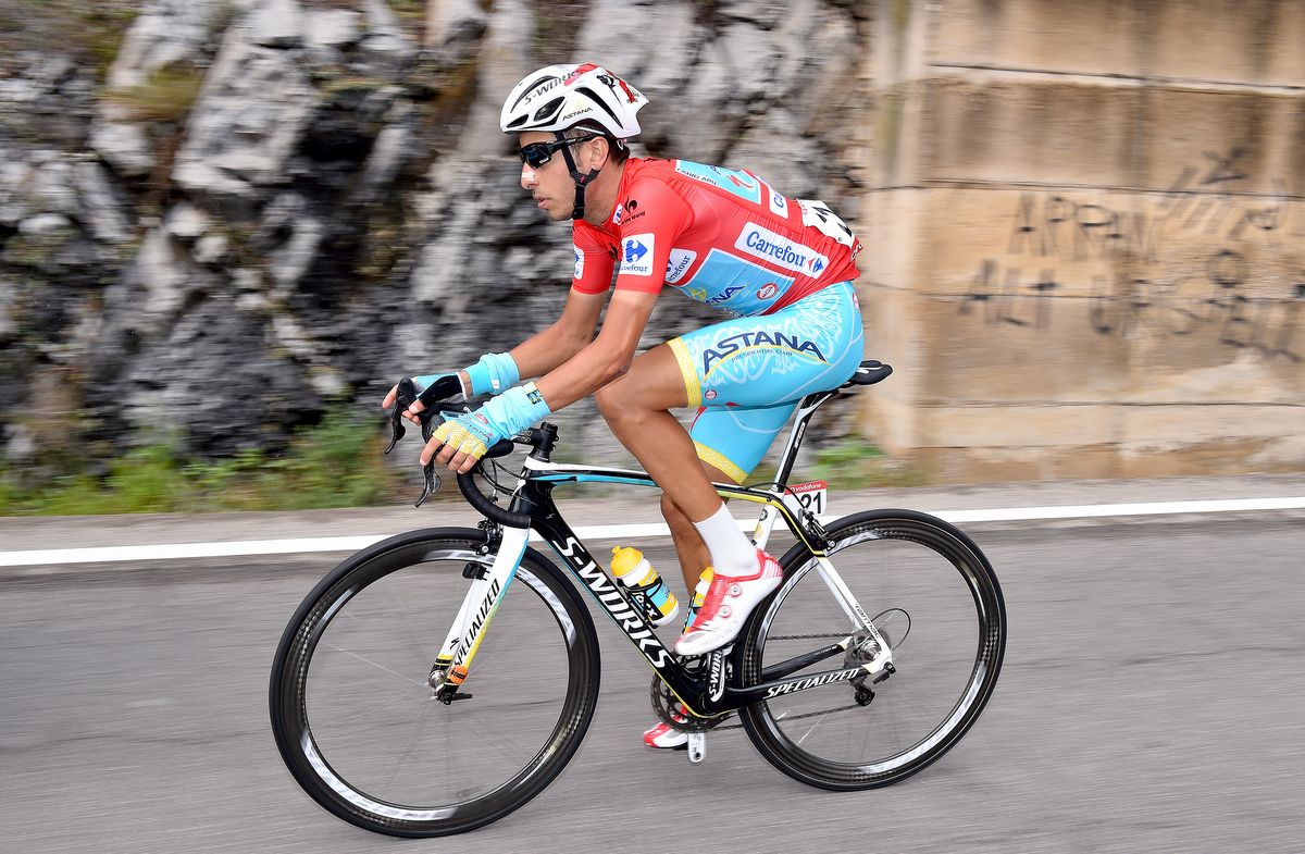 Fabio Aru (Astana) on his first day in red