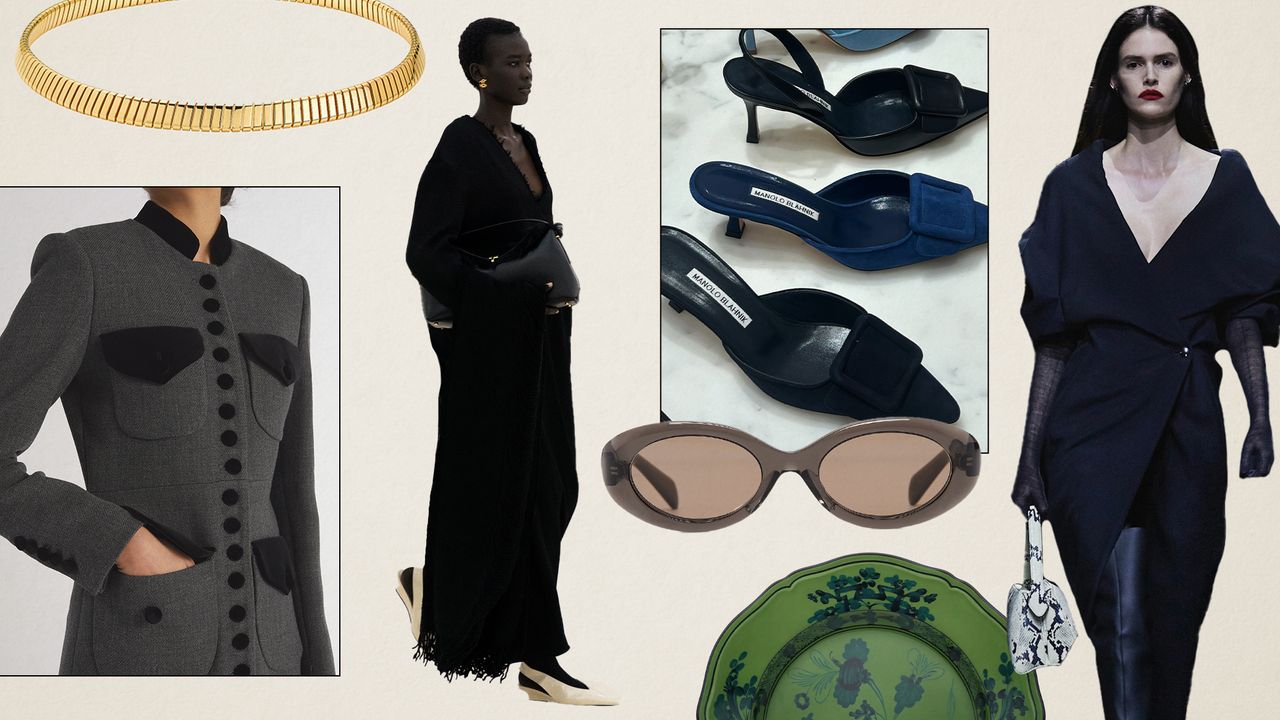 A collage featuring a mix of runway, Instagram, and market imagery showcasing luxury gift ideas for the holiday season.