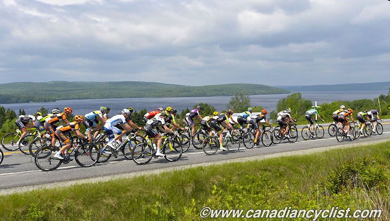 Peloton along the shores of Lac Megantic