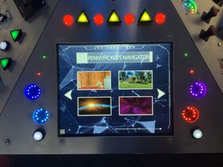 A simple touchscreen allows museum visitors to set their destination for time and space travel at Professor Pennypickle’s Workshop.