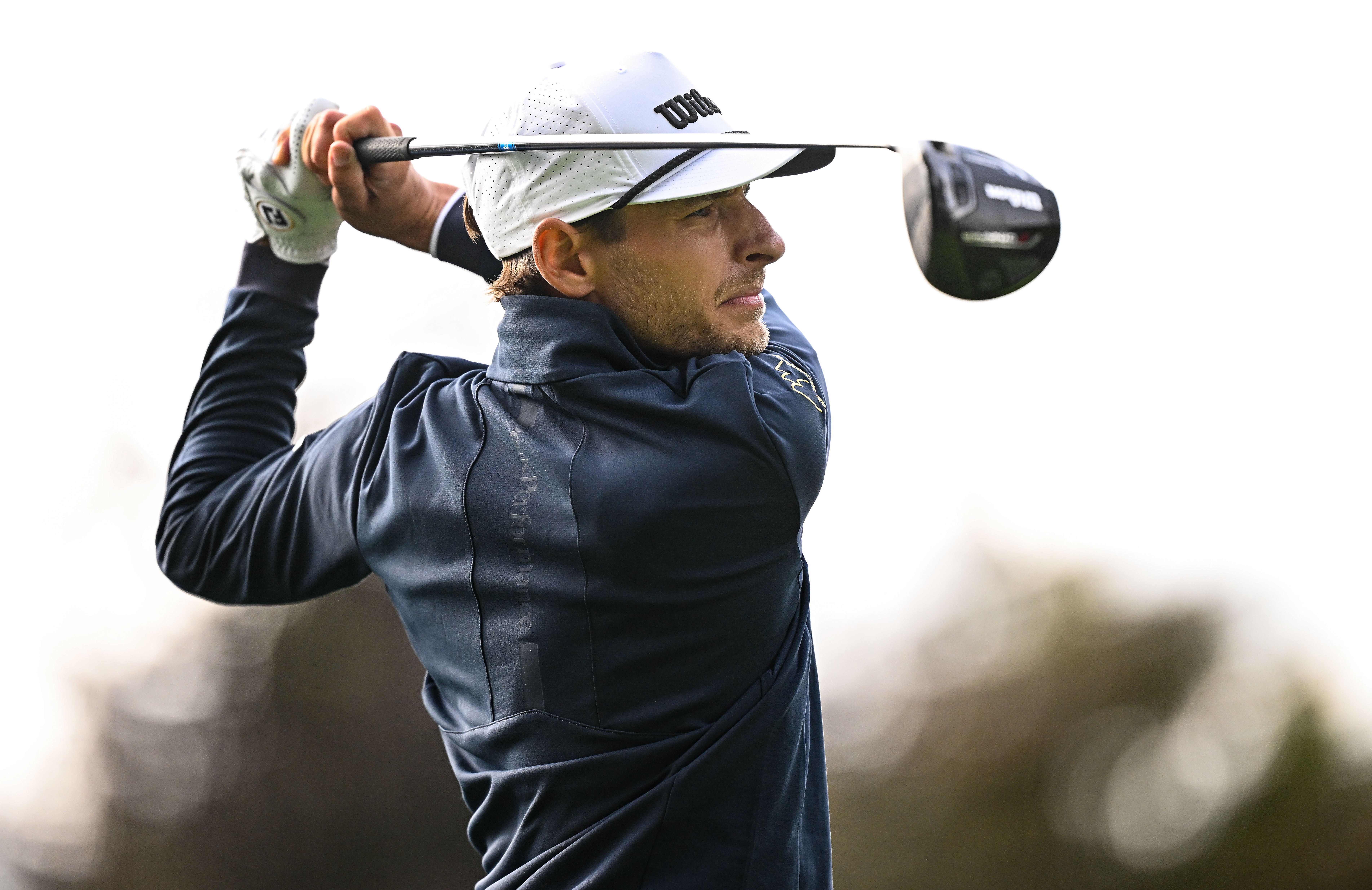 Joakim Lagergren hits a driver off the tee
