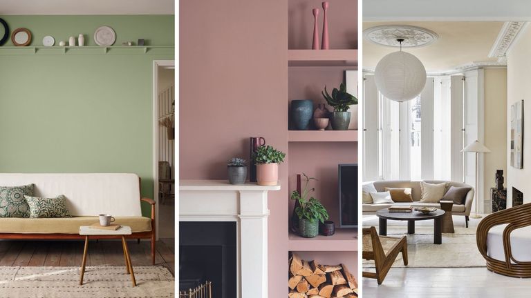 the best living room paint colors include blush and green hues