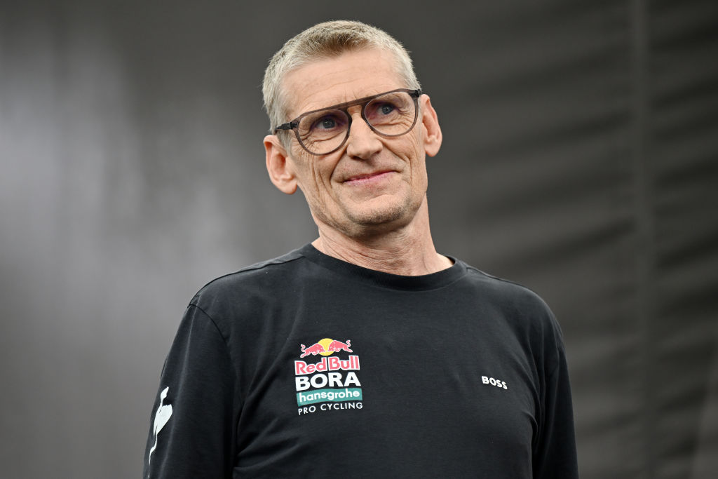 SALZBURG, AUSTRIA - JUNE 26: Rolf Aldag of Germany, sports director and ex-professional cyclist during the Official launch Team Red Bull - BORA - hansgrohe in Red Bull Hangar-7 on June 26, 2024 in Salzburg, Austria. (Photo by Tim de Waele/Getty Images)