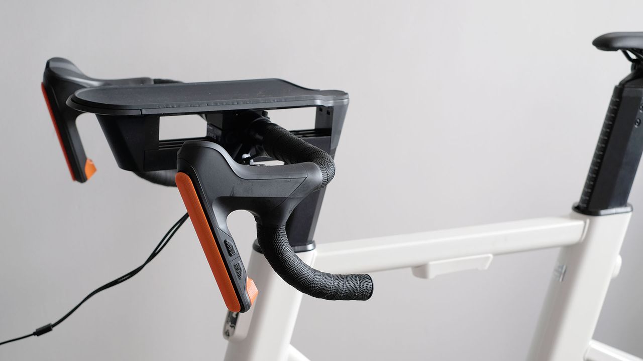 Zwift Ride smart bike, a close-up photo of the handlebars