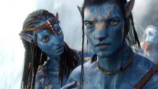 Neytiri speaks to an annoyed Jake Sully in 2009's Avatar movie
