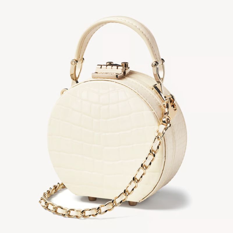 round croc white hatbox bag