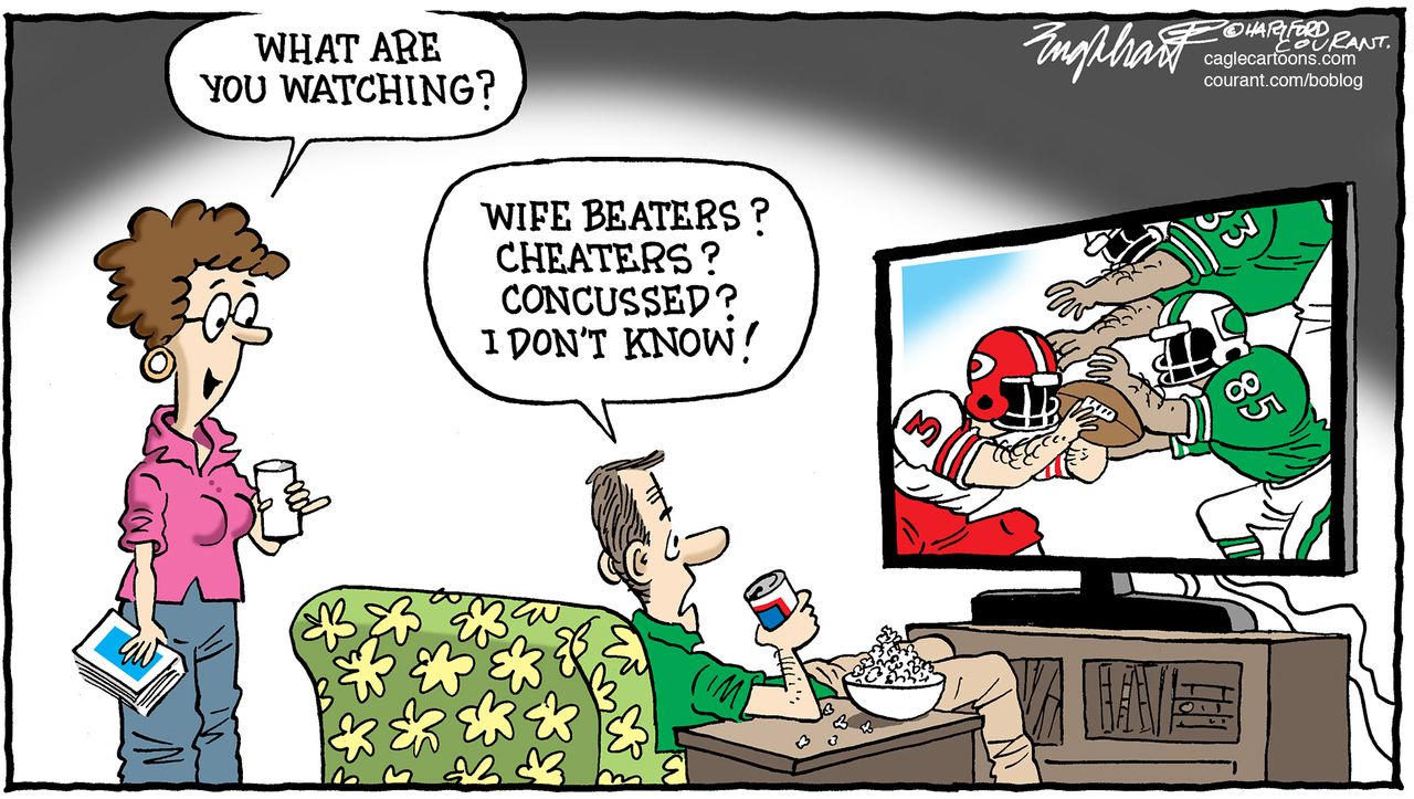 Editorial cartoon U.S. Football Scandals