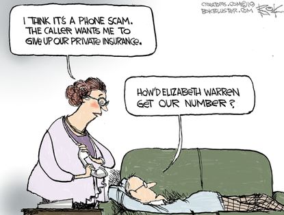 Political Cartoon U.S. Elizabeth Warren Private Insurance Policy