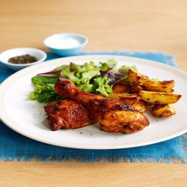 peri-peri chicken and spicy potato wedges